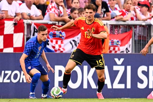 Croatia vs Belgium - friendly match RIJEKA, CROATIA - JUNE 02 : Sucic Luka midfielder of Croatia and Meunier Thomas defender of Belgium battle for the ball during a friendly match between Croatia and Belgium ahead of the FIFA World Cup, WM, Weltmeisterschaft, Fussball 2026 on June 02, 2026 in Rijeka, Croatia, 02 06 2026 Rijeka Croatia  Copyright: xTomasxSiskx