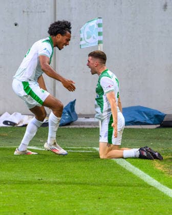 02 06 2026 Soccer season 2025 2026 Relegation Oberliga Bayern Bayernliga Regionalliga SpVgg Greuther Fürth II ASV Cham xwoxzix Goal celebration Joy after goal Goal shot to 1 0 by Philipp Hack 13, SpVgg Greuther Fürth II David Abrangao 15, SpVgg Greuther Fürth II Philipp Hack 13, SpVgg Greuther Fürth II