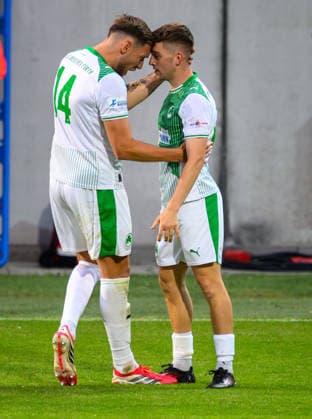 02 06 2026 Soccer season 2025 2026 Relegation Oberliga Bayern Bayernliga Regionalliga SpVgg Greuther Fürth II ASV Cham xwoxzix Goal celebration Joy after goal Goal shot to 1 0 by Philipp Hack 13, SpVgg Greuther Fürth II Yannick Scholz 14, SpVgg Greuther Fürth II Philipp Hack 13, SpVgg Greuther Fürth II