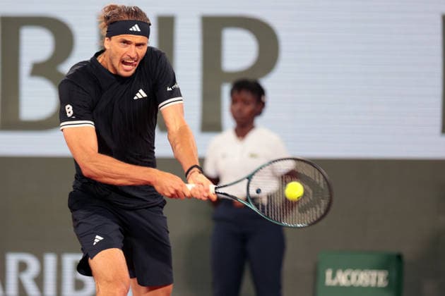 RECORD DATE NOT STATED 2nd June 2026; Roland Garros, Paris, France; 2026 French Open Tennis, Day 15; Alexander Zverev (GER) backhand against Rafael Jodar (ESP) JonxBromley