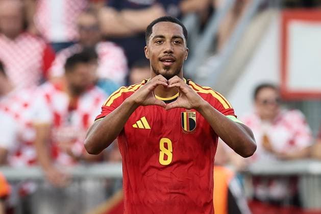 Belgium s Youri Tielemans celebrates after scoring during a friendly soccer game between Croatia and Belgian national soccer team Red Devils, in Rijeka, Croatia, on Tuesday 02 June 2026, part of the preparations for the 2026 FIFA World Cup, WM, Weltmeisterschaft, Fussball BRUNOxFAHY  x175763907x