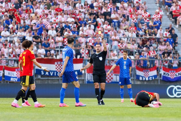 Pre World cup international friendly 2026 match between Croatia and Belgium Ante Budimir Croatia 11 gets a yellow card seen during Pre World cup international friendly 2026 football match between Croatia and Belgium Stadion HNK Rijeka, Rijeka, Croatia 02 06 2026 Copyright: xBEAUTIFULxSPORTS Bosnjakovicx
