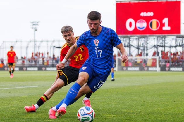 Pre World cup international friendly 2026 match between Croatia and Belgium Luka Sucic Croatia 17 and Alexis Saelemaekers Belgium 22 seen in action during Pre World cup international friendly 2026 football match between Croatia and Belgium Stadion HNK Rijeka, Rijeka, Croatia 02 06 2026 Copyright: xBEAUTIFULxSPORTS Bosnjakovicx