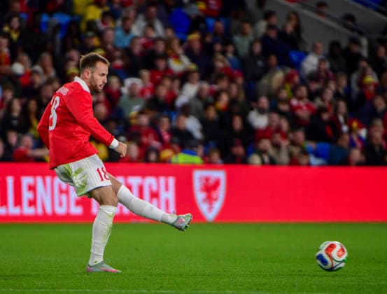 RECORD DATE NOT STATED 2nd June 2026; Cardiff City Stadium, Cardiff, Wales; Friendly International Football, Wales versus Ghana; Rhys Norrington-Davies of Wales plays the ball into space AledxHopkins