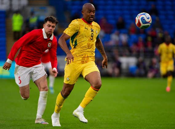 RECORD DATE NOT STATED 2nd June 2026; Cardiff City Stadium, Cardiff, Wales; Friendly International Football, Wales versus Ghana; Neco Williams of Wales pressures Jordan Ayew of Ghana AledxHopkins