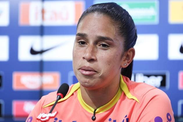 Training session of the Brazilian women s national football team for the friendly match against the USA. Rafaelle Souza of the Brazilian women s national football team during a press conference, PK, Pressekonferenz at the Joaquim Grava Training Center, east zone of Sao Paulo, this Tuesday, June 2, 2026. Sao Paulo Sao Paulo Brasil Copyright: xMarinaxUezimax