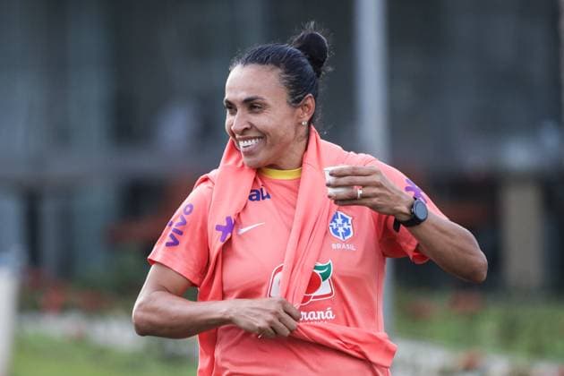 Training session of the Brazilian women s national football team for the friendly match against the USA. Marta of the Brazilian women s national football team arrives for the first training session for the friendly match against the United States, at the Joaquim Grava Training Center, in the east zone of Sao Paulo, this Tuesday, June 2, 2026. Sao Paulo Sao Paulo Brasil Copyright: xMarinaxUezimax