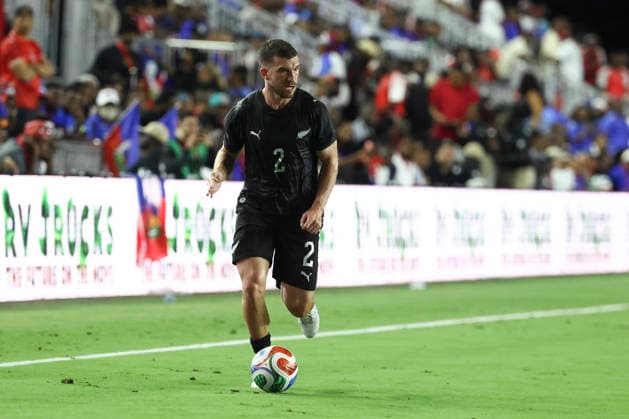 FT. LAUDERDALE, FL - JUNE 02: New Zealand defender Tim Payne (2) looks to send the ball in as he controls the ball in the first half during the soccer match between Haiti and New Zealand on Tuesday, June 2, 2026 at Chase Stadium in Fort Laudrdale, FL. (Photo by Peter Joneleit Icon Sportswire) SOCCER: JUN 02 Haiti vs New Zealand EDITORIAL USE ONLY Icon260602025