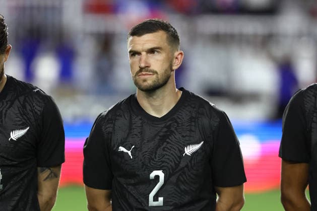 FT. LAUDERDALE, FL - JUNE 02: New Zealand defender Tim Payne (2) stands for the national anthem with the starters before the soccer match between Haiti and New Zealand on Tuesday, June 2, 2026 at Chase Stadium in Fort Laudrdale, FL. (Photo by Peter Joneleit Icon Sportswire) SOCCER: JUN 02 Haiti vs New Zealand EDITORIAL USE ONLY Icon260602067