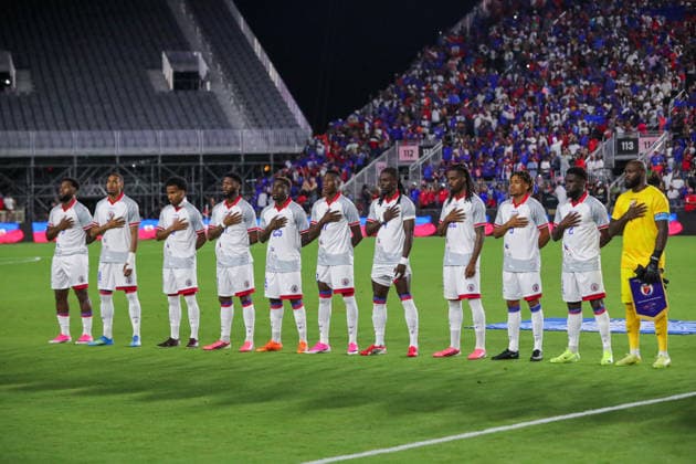 June 2, 2026, Fort Lauderdale, Florida, USA: The Haiti national soccer team line up, Mannschaftsbild, Totale for the national anthems prior to the International Friendly, Länderspiel, Nationalmannschaft soccer match between Haiti and New Zealand. Fort Lauderdale USA - ZUMAa257 20260602_zsp_a257_002 Copyright: xChrisxArjoonx
