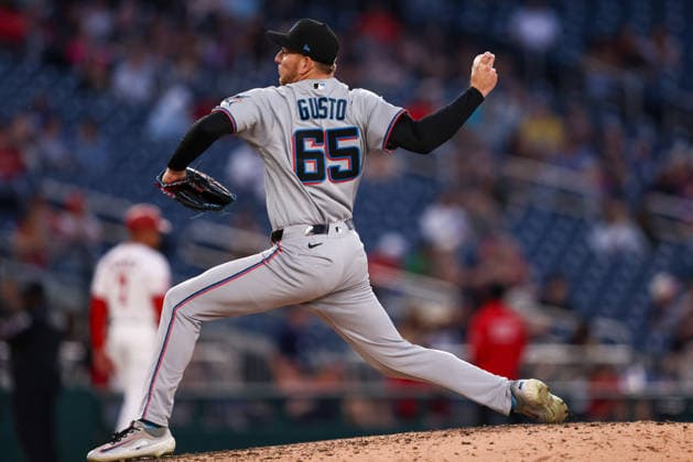 June 2, 2026, Washington D.C, District Of Columbia, United States: Washington, DC; Miami Marlins pitcher Ryan Gusto (65) delivers a pitch during the Major League Baseball game between the Washington Nationals and the Miami Marlins at Nationals Park on Tuesday, June 2, 2026. The Marlins beat the Nationals 7-3. MLB, Baseball Herren, USA Miami Marlins 7:3 Washington Nationals  - ZUMAp258 20260602_znp_p258_083 Copyright: xStevexPrakopex
