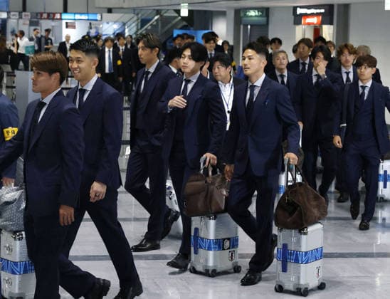 Football: Japan players departing for Mexico Members of the Japan men s national football team are seen at Narita airport in Chiba Prefecture, near Tokyo, on June 2, 2026, ahead of their departure for a pre-World Cup camp in Monterrey, Mexico.  A14AA0005617536P