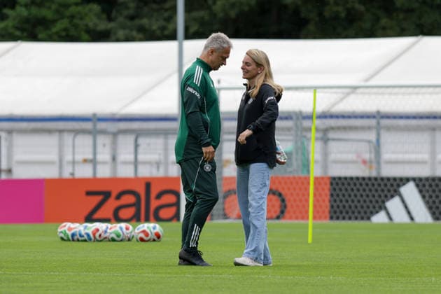 03 06 2026, xgrfx, Football DFB Media Dates, German Womens National Team Training v l Christian Wück, Nia Künzer German Womens National Team DFL DFB REGULATIONS PROHIBIT ANY USE OF PHOTOGRAPHS as IMAGE SEQUENCES and or QUASI VIDEO Cologne