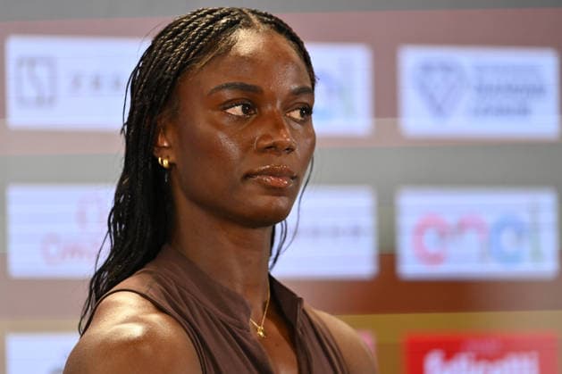 IPA85285347 - Julien Alfred (LCA, 200m) during the press conference, PK, Pressekonferenz of IAAF Wanda Diamond League: Golden Gala Pietro Mennea at Olympic Stadium on June 3, 2026 in Rome, Italy  Copyright: xDomenicoxCippitelli IPAxSportx xx 85285347