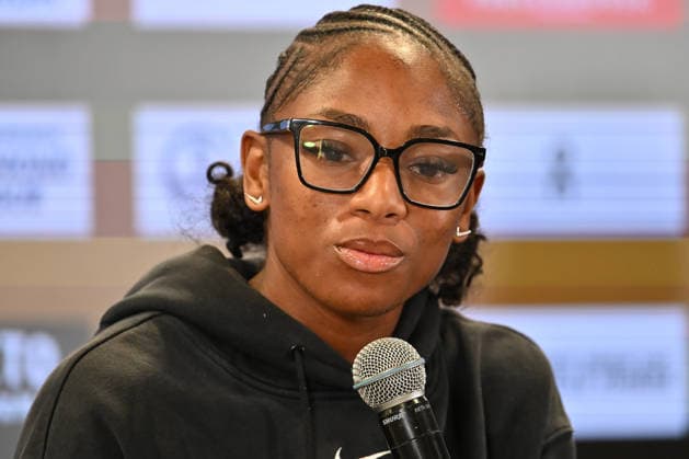 IPA85285351 - Melissa Jefferson-Wooden (USA, 200m) during the press conference, PK, Pressekonferenz of IAAF Wanda Diamond League: Golden Gala Pietro Mennea at Olympic Stadium on June 3, 2026 in Rome, Italy  Copyright: xDomenicoxCippitelli IPAxSportx xx 85285351