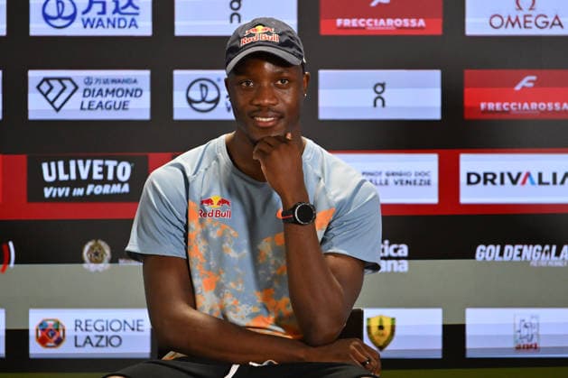 IPA85285354 - Letsile Tebogo (BOT, 100m during the press conference, PK, Pressekonferenz of IAAF Wanda Diamond League: Golden Gala Pietro Mennea at Olympic Stadium on June 3, 2026 in Rome, Italy  Copyright: xDomenicoxCippitelli IPAxSportx xx 85285354