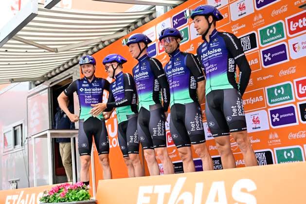 Tour de Wallonie 2026 Stage 3 VAUX-SUR-SÛRE, BELGIUM - JUNE 03 : Team Baloise Verzekeringen - Het Poetsbureau Lions pictured during stage 3 of the 47th edition of Ethias Tour de Wallonie an UCI ProSeries 2.Pro cycling road race stage for Men Elite of 176.9 km with start in Habay and finish in Vaux-sur-Sûre on June 3, 2026 in Vaux-sur-Sûre, Belgium, 03 06 2026 ( Motordriver Pieter Van Herzele - Vaux-sur-Sûre Belgium  Copyright: xSesx