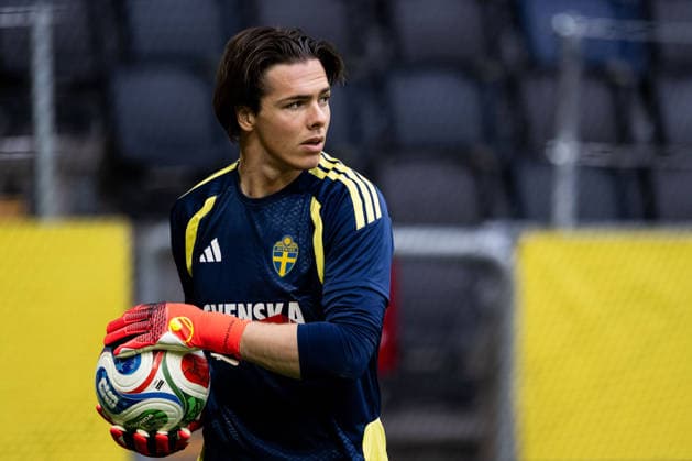 260603 Goalkeeper Jacob Widell Zetterström of the Swedish national football team at a training session on June 3, 2026 in Stockholm Photo Emma Wallskog BILDBYRAN code EW EW0674 fotboll football soccer fotball träning practice training sverige sweden sverige a fifa world cup vm bbeng  Copyright: EMMAxWALLSKOG BB260603EW019