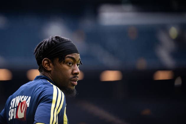 260603 Anthony Elanga of the Swedish national football team at a training session on June 3, 2026 in Stockholm Photo Emma Wallskog BILDBYRAN code EW EW0674 fotboll football soccer fotball träning practice training sverige sweden sverige a fifa world cup vm bbeng  Copyright: EMMAxWALLSKOG BB260603EW028