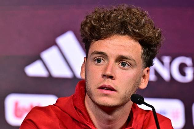 Belgium s Maxim De Cuyper pictured during a press conference, PK, Pressekonferenz of Belgian national soccer team Red Devils for the 2026 FIFA World Cup, WM, Weltmeisterschaft, Fussball at the Proximus Basecamp in Tubize, on Wednesday 03 June 2026. The 2026 FIFA World Cup will take place in the United States, Mexico, and Canada from 11 06 to 19 07. BRUNOxFAHY  x175809036x