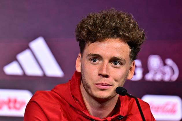Belgium s Maxim De Cuyper pictured during a press conference, PK, Pressekonferenz of Belgian national soccer team Red Devils for the 2026 FIFA World Cup, WM, Weltmeisterschaft, Fussball at the Proximus Basecamp in Tubize, on Wednesday 03 June 2026. The 2026 FIFA World Cup will take place in the United States, Mexico, and Canada from 11 06 to 19 07. BRUNOxFAHY  x175809039x