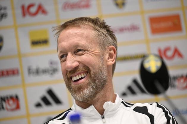 STOCKHOLM , SWEDEN 20260603 Captain Graham Potter during a press conference in connection with the national soccer teams training at Strawberry Arena ahead of the international training match against Greece and the upcoming World Cup playoffs STOCKHOLM SWEDEN x10050x  Copyright: xPontusxLundahl TTx FOTBOLLSLANDSLAGET PRESSTRÄFF