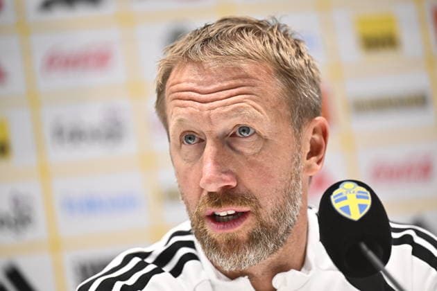 STOCKHOLM , SWEDEN 20260603 National team captain Graham Potter during a press conference in connection with the national football team s training at Strawberry Arena ahead of the friendly match against Greece and the upcoming World Cup finals STOCKHOLM SWEDEN x10050x  Copyright: xPontusxLundahl TTx NATIONAL FOOTBALL TEAM PRESS CONFERENCE