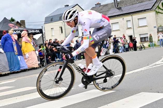 Tour de Wallonie 2026 Stage 3 VAUX-SUR-SÛRE, BELGIUM - JUNE 03 : Marx Louis (BEL) of Color Code - Alu Center in action during stage 3 of the 47th edition of Ethias Tour de Wallonie an UCI ProSeries 2.Pro cycling road race stage for Men Elite of 176.9 km with start in Habay and finish in Vaux-sur-Sûre on June 3, 2026 in Vaux-sur-Sûre, Belgium, 03 06 2026 ( Motordriver Pieter Van Herzele - Vaux-sur-Sûre Belgium  Copyright: xSesx