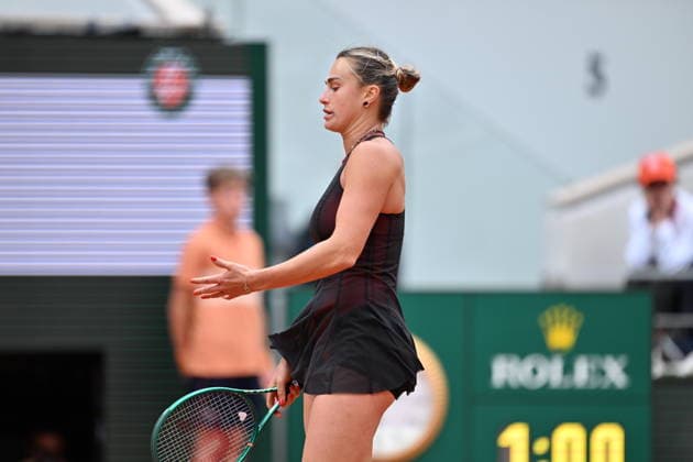 2026 French Open, Roland-Garros - Day 11 PARIS, FRANCE - JUNE 3: Aryna Sabalenka in action against Diana Shnaider during their women s singles quarter-final match on the eleventh day of the French Open at Roland Garros in Paris, France, on June 3, 2026. Mustafa Yalcin Anadolu Paris France. Editorial use only. Please get in touch for any other usage.  Copyright: x2026xAnadoluxMustafaxYalcinx