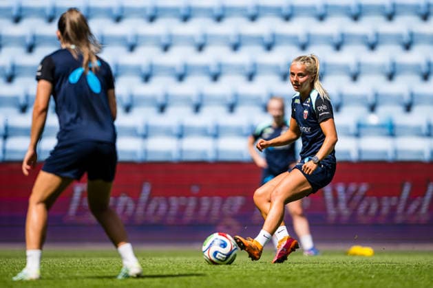 260603 Emilie Woldvik of the Norwegian women™s national football team during a training session on June 3, 2026 in Oslo Photo Marius Simensen BILDBYRAN Cop 238 bbeng dam fifa women s world cup qualifier football fotball fotball norge norway practice soccer training trening träning  Copyright: MARIUSxSIMENSEN BB260603BB333