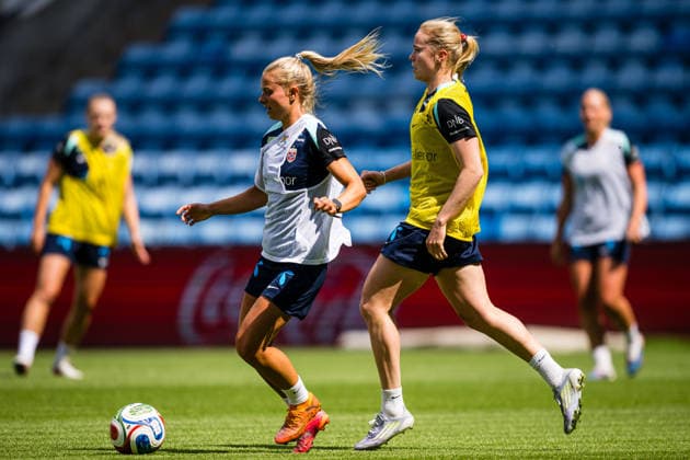 260603 Emilie Woldvik of the Norwegian women™s national football team during a training session on June 3, 2026 in Oslo Photo Marius Simensen BILDBYRAN Cop 238 bbeng dam fifa women s world cup qualifier football fotball fotball norge norway practice soccer training trening träning  Copyright: MARIUSxSIMENSEN BB260603BB343