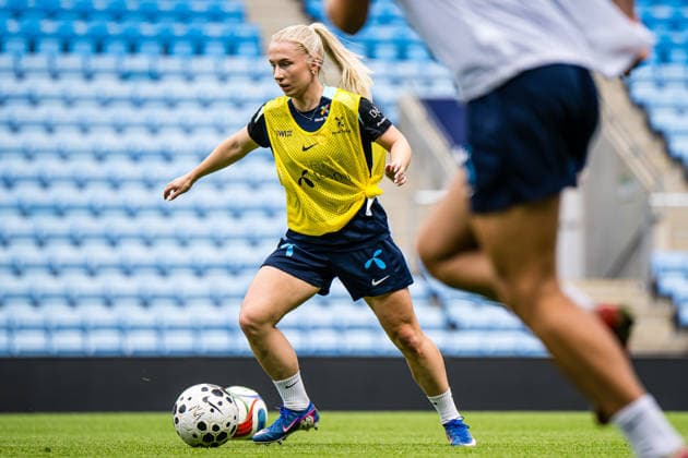 260603 Thea Bjelde of the Norwegian women™s national football team during a training session on June 3, 2026 in Oslo Photo Marius Simensen BILDBYRAN Cop 238 bbeng dam fifa women s world cup qualifier football fotball fotball norge norway practice soccer training trening träning  Copyright: MARIUSxSIMENSEN BB260603BB359