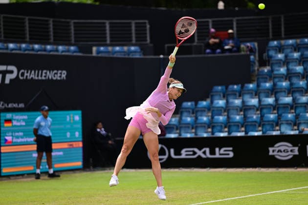 Tennis Lexus Birmingham Open Tatiana Maria of Germany serves during the Lexus Birmingham Open WTA125 ATP, Tennis Herren Challenger tennis at Edgbaston Priory Club, Birmingham, UK on 3 June 2026. Birmingham Edgbaston Priory Club West Midlands UK Editorial use only , Copyright: xDennisxGoodwinx PSI-24320-0011
