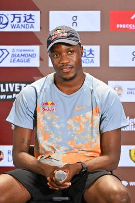 Foto IPP Roberto Ramaccia Roma 3 6 2026 Golden Gala Pietro Mennea 2026 press conference, PK, Pressekonferenz in Rome Nella foto Letsile Tebogo 100m Men during the press conference at the Golden Gala in Rome. Italy Photo Press - World Copyright Roma italy Italia ITALY  Copyright: xR4924_italyphotopressx