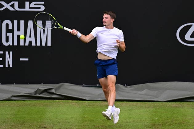 Tennis Lexus Birmingham Open Ugo Blanchett of France returns during the Lexus Birmingham Open WTA125 ATP, Tennis Herren Challenger tennis at Edgbaston Priory Club, Birmingham, UK on 3 June 2026. Birmingham Edgbaston Priory Club West Midlands UK Editorial use only , Copyright: xDennisxGoodwinx PSI-24320-0062