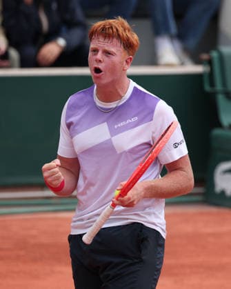 Jamie Mackenzie GER cheers after the win,Cheers,Joy,Emotion, Boys Singles, Boys Singles Tennis French Open 2026 Roland Garros Paris France 3 June 2026 Copyright: xJuergenxHasenkopfx
