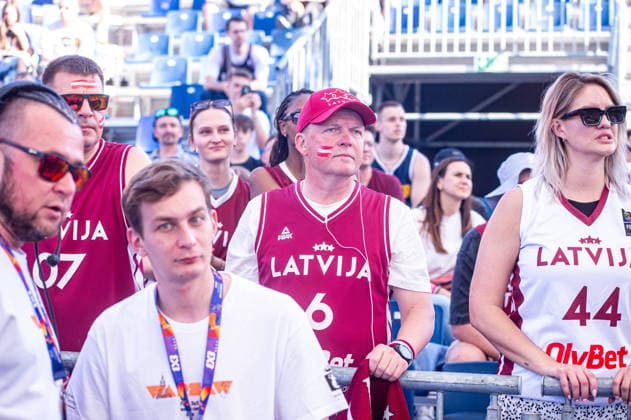 Warszawa 03.06.2026. 3x3 Basketball World Cup Day 3 in Warsaw, Poland. Germany - Latvia match --- Mistrzostwa Swiata w koszykowce 3x3 Dzien 3 w Warszawie. Mecz Niemcy - Lotwa Persons Shown : Latvia fans Fot. Kai Taller Arena Akcji NEWSPIX.PL --- newspix.pl 