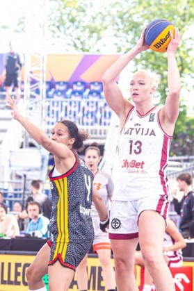 Warszawa 03.06.2026. 3x3 Basketball World Cup Day 3 in Warsaw, Poland. Germany - Latvia match --- Mistrzostwa Swiata w koszykowce 3x3 Dzien 3 w Warszawie. Mecz Niemcy - Lotwa Persons Shown : Laura Zolper Marta Miscenko Fot. Kai Taller Arena Akcji NEWSPIX.PL --- newspix.pl 