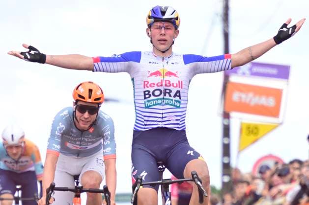 Tour de Wallonie 2026 Stage 3 VAUX-SUR-SÛRE, BELGIUM - JUNE 03 : Pithie Laurence (NZL) of Red Bull BORA Hansgrohe celebrates the win during stage 3 of the 47th edition of Ethias Tour de Wallonie an UCI ProSeries 2.Pro cycling road race stage for Men Elite of 176.9 km with start in Habay and finish in Vaux-sur-Sûre on June 3, 2026 in Vaux-sur-Sûre, Belgium, 03 06 2026 ( Motordriver Pieter Van Herzele - Vaux-sur-Sûre Belgium  Copyright: xSesx