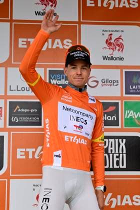 Tour de Wallonie 2026 Stage 3 VAUX-SUR-SÛRE, BELGIUM - JUNE 03 : Heiduk Kim (GER) of Netcompany INEOS pictured during the podium ceremony of stage 3 of the 47th edition of Ethias Tour de Wallonie an UCI ProSeries 2.Pro cycling road race stage for Men Elite of 176.9 km with start in Habay and finish in Vaux-sur-Sûre on June 3, 2026 in Vaux-sur-Sûre, Belgium, 03 06 2026 ( Motordriver Pieter Van Herzele - Vaux-sur-Sûre Belgium  Copyright: xSesx