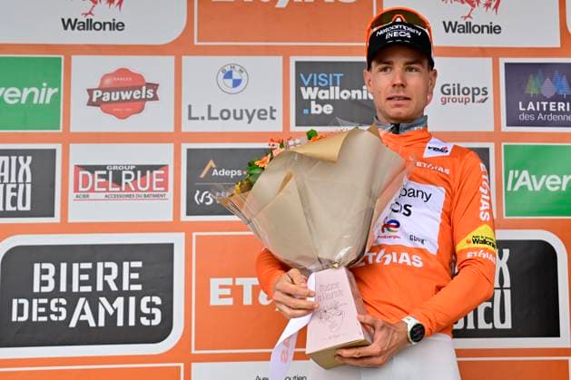 Tour de Wallonie 2026 Stage 3 VAUX-SUR-SÛRE, BELGIUM - JUNE 03 : Heiduk Kim (GER) of Netcompany INEOS pictured during the podium ceremony of stage 3 of the 47th edition of Ethias Tour de Wallonie an UCI ProSeries 2.Pro cycling road race stage for Men Elite of 176.9 km with start in Habay and finish in Vaux-sur-Sûre on June 3, 2026 in Vaux-sur-Sûre, Belgium, 03 06 2026 ( Motordriver Pieter Van Herzele - Vaux-sur-Sûre Belgium  Copyright: xSesx