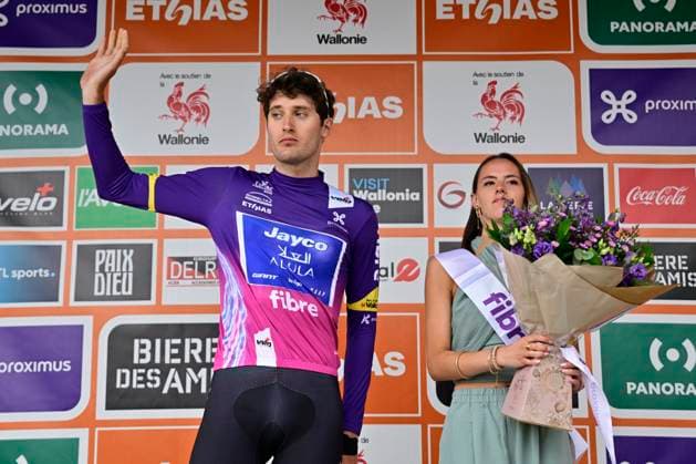 Tour de Wallonie 2026 Stage 3 VAUX-SUR-SÛRE, BELGIUM - JUNE 03 : Conca Filippo (ITA) of Team Jayco AlUla pictured during the podium ceremony of stage 3 of the 47th edition of Ethias Tour de Wallonie an UCI ProSeries 2.Pro cycling road race stage for Men Elite of 176.9 km with start in Habay and finish in Vaux-sur-Sûre on June 3, 2026 in Vaux-sur-Sûre, Belgium, 03 06 2026 ( Motordriver Pieter Van Herzele - Vaux-sur-Sûre Belgium  Copyright: xSesx