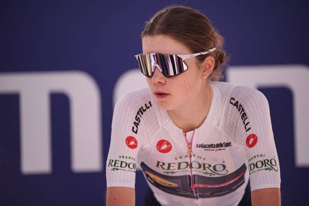 Canada™s Isabella Holmgren of Lidl - Trek™s (White jersey) during Stage 5 of the Giro d™Italia Women, from Longarone to Santo Stefano di Cadore, Italy. Wednesday June 3, 2026  Copyright: xMarcoxAlpozzi LaPressex