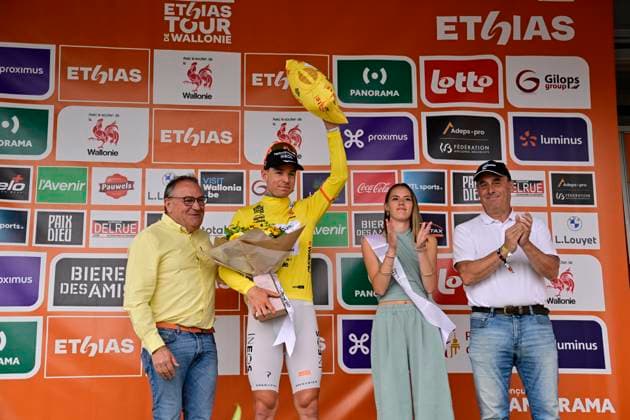Tour de Wallonie 2026 Stage 3 VAUX-SUR-SÛRE, BELGIUM - JUNE 03 : Heiduk Kim (GER) of Netcompany INEOS pictured during the podium ceremony of stage 3 of the 47th edition of Ethias Tour de Wallonie an UCI ProSeries 2.Pro cycling road race stage for Men Elite of 176.9 km with start in Habay and finish in Vaux-sur-Sûre on June 3, 2026 in Vaux-sur-Sûre, Belgium, 03 06 2026 ( Motordriver Pieter Van Herzele - Vaux-sur-Sûre Belgium  Copyright: xSesx