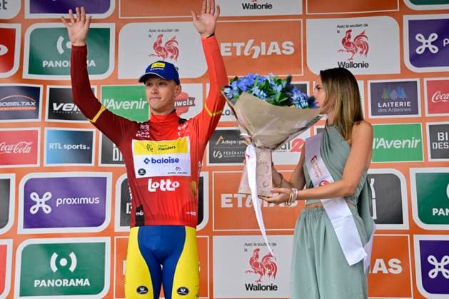 Tour de Wallonie 2026 Stage 3 VAUX-SUR-SÛRE, BELGIUM - JUNE 03 : Thonnon Senne (BEL) of Team Flanders - Baloise pictured during the podium ceremony of stage 3 of the 47th edition of Ethias Tour de Wallonie an UCI ProSeries 2.Pro cycling road race stage for Men Elite of 176.9 km with start in Habay and finish in Vaux-sur-Sûre on June 3, 2026 in Vaux-sur-Sûre, Belgium, 03 06 2026 ( Motordriver Pieter Van Herzele - Vaux-sur-Sûre Belgium  Copyright: xSesx