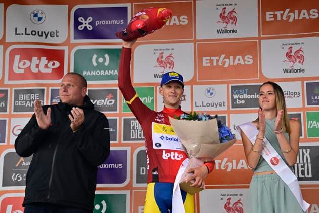 Tour de Wallonie 2026 Stage 3 VAUX-SUR-SÛRE, BELGIUM - JUNE 03 : Thonnon Senne (BEL) of Team Flanders - Baloise pictured during the podium ceremony of stage 3 of the 47th edition of Ethias Tour de Wallonie an UCI ProSeries 2.Pro cycling road race stage for Men Elite of 176.9 km with start in Habay and finish in Vaux-sur-Sûre on June 3, 2026 in Vaux-sur-Sûre, Belgium, 03 06 2026 ( Motordriver Pieter Van Herzele - Vaux-sur-Sûre Belgium  Copyright: xSesx
