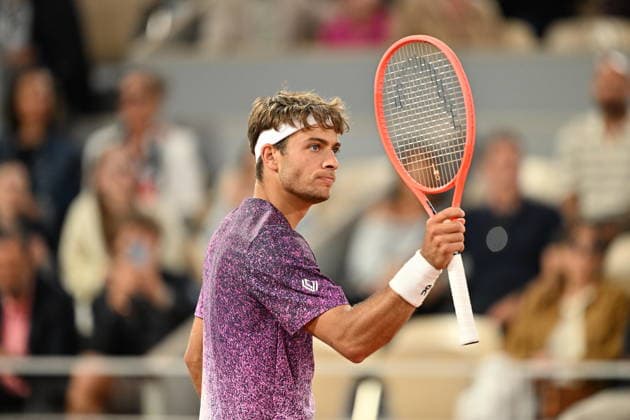 2026 French Open (Roland-Garros) - Day 11 PARIS, FRANCE - JUNE 3: Flavio Cobolli of Italy in action against Felix Auger-Aliassime (not seen) of Canada during Men s Singles quarter-final match on the eleventh day of the French Open at Philippe-Chatrier Court in Paris, France, on June 3, 2026. Mustafa Yalcin Anadolu Paris France. Editorial use only. Please get in touch for any other usage.  Copyright: x2026xAnadoluxMustafaxYalcinx