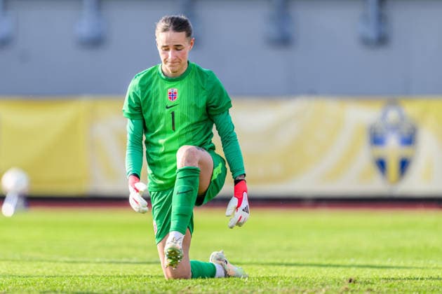 260603 Goalkeeper Thiril Erichsen of Norway looks dejected after 1 0 during the U23 womenÂs international friendly football match between Sweden and Norway on June 3, 2026 in Kalmar Photo Suvad Mrkonjic BILDBYRAN COP 170 SM0467 fotboll football soccer fotball u23 under 23 sverige sweden norge norway dam bbeng depp  Copyright: SUVADxMRKONJIC BB260603SM090
