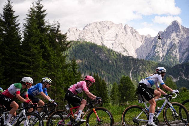 ItalyÕs Elisa Longo Borghini of UAE Team ADQÕs, NetherlandsÕs Anna van der Breggen of Team SD Worx - ProtimeÕs, NetherlandsÕs Demi Vollering of FDJ United - SuezÕs during Stage 5 of the Giro dÕItalia Women, from Longarone to Santo Stefano di Cadore, Italy, Wednesday, June 3, 2026  Copyright: xMarcoxAlpozzi LaPressex