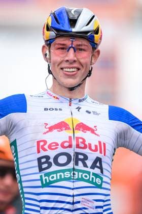 New Zealander Laurence Pithie of Red Bull-BORA-hansgrohe celebrates as he crosses the finish line to win the third stage of the Tour De Wallonie cycling race, from Habay to Vaux-sur-SÃ»re (176,9 km), on Wednesday 03 June 2026. DAVIDxPINTENS  x175841450x